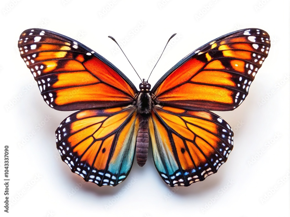 Fototapeta premium Capturing the delicate beauty of butterflies against a pristine white backdrop.