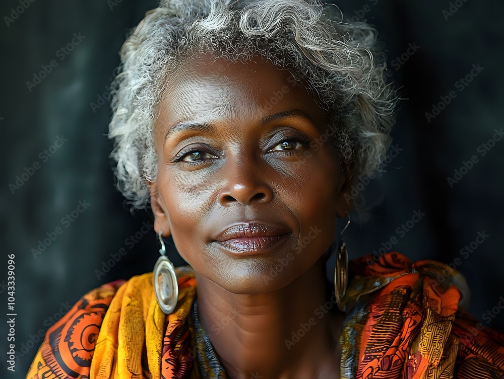 Portrait of an older woman in vibrant traditional attire outdoors. Portrait of an older woman in vibrant traditional attire outdoors.