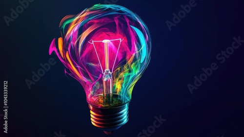 light bulb on black background