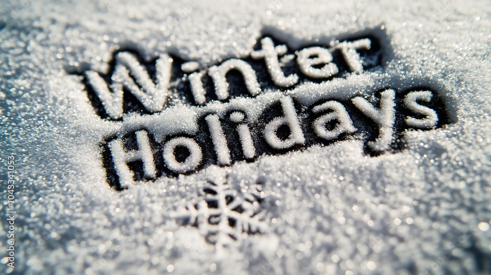 The words Winter Holidays written on snow. Winter abstraction. The background The words Winter Holidays written on snow. Winter abstraction. The background
