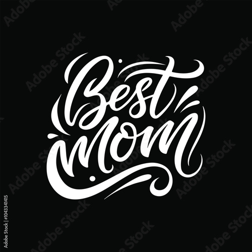 This "Best Mom" silhouette vector design features clean, minimalist typography in an elegant cursive style. Modern white-on-black contrast makes it perfect for gifts, cards, or t-shirt designs.