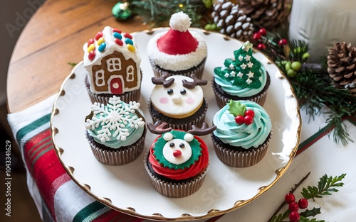 Christmas themed cupcakes  photo