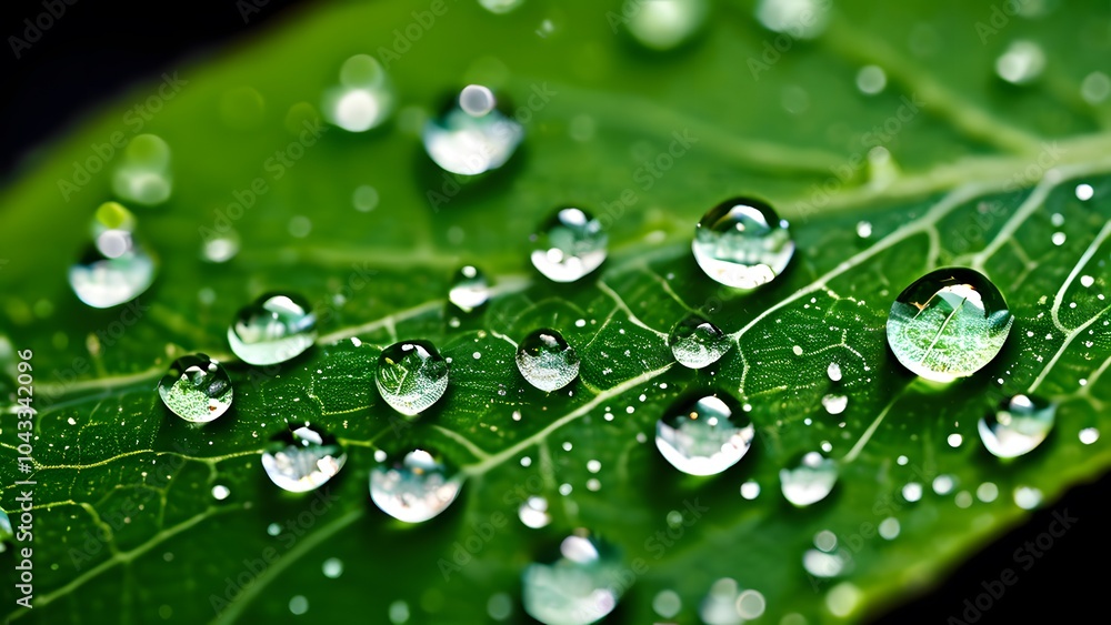 Macro Shot of Shimmering Water Droplets Resting on a Textured Green Leaf, Reflecting Nature's Pure Elegance (29) Macro Shot of Shimmering Water Droplets Resting on a Textured Green Leaf, Reflecting Nature's Pure Elegance (29)
