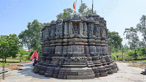 Carved backside view of the Lord Shiva Temple, Bavka, Dahod, Gujarat, India. photo