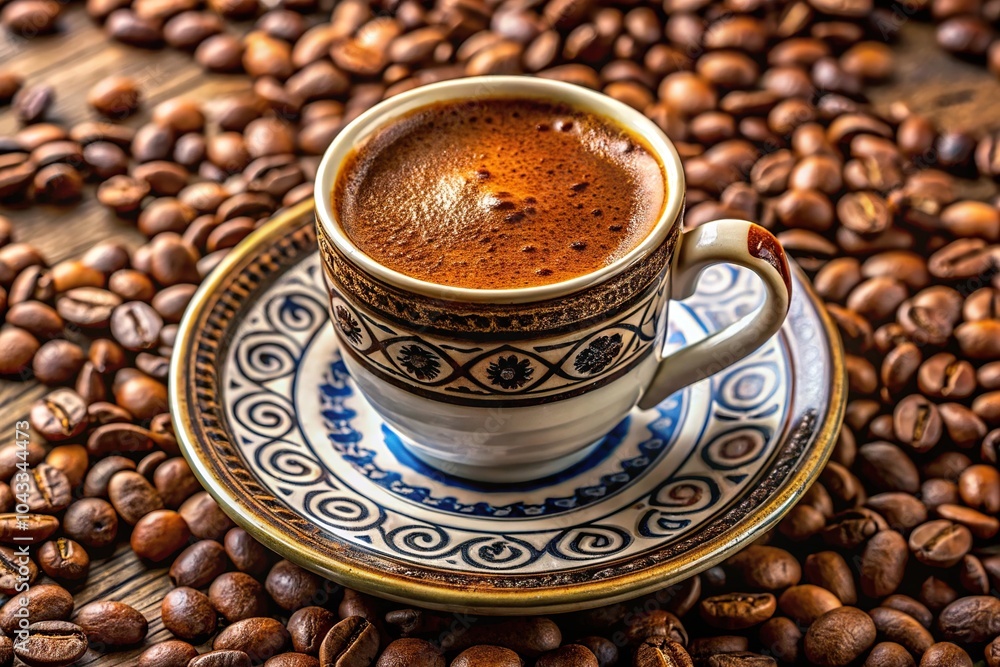 Roasted Turkish coffee being brewed in traditional cezve Roasted Turkish coffee being brewed in traditional cezve