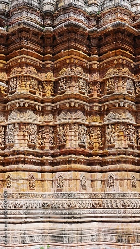 Carved backside of Shamlaji Vishnu Temple, Aravalli District, Gujarat, India. photo