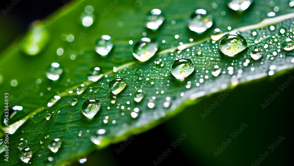 Macro Shot of Shimmering Water Droplets Resting on a Textured Green Leaf, Reflecting Nature's Pure Elegance (73) Macro Shot of Shimmering Water Droplets Resting on a Textured Green Leaf, Reflecting Nature's Pure Elegance (73)