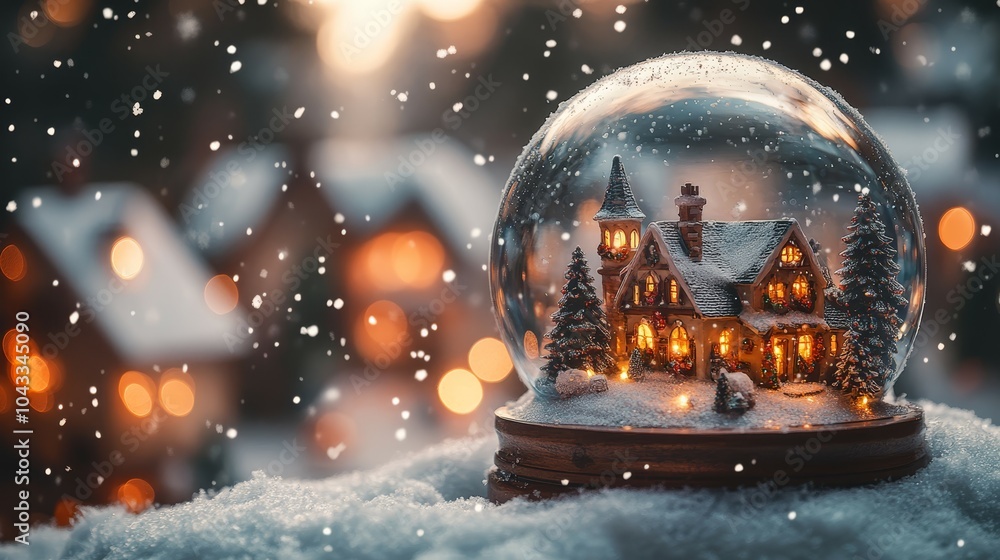 A Christmas snow globe with A Christmas snow globe with