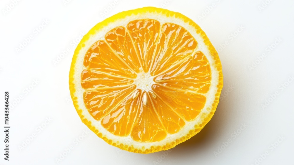 Fresh round lemon slice on a white background Fresh round lemon slice on a white background