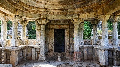 View of mandapa and antarala of Shiva Panchayatan Temple, Bhetli, Aravalli District, Gujarat, India. photo