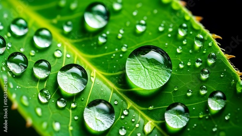 Crystal Clear Raindrops on a Lush Green Leaf Highlighting the Delicate Balance and Harmony of Nature (11)