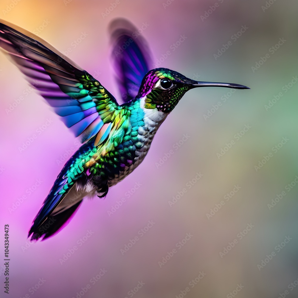 Fototapeta premium Shimmering Grace: Hummingbird Feathers in Motion