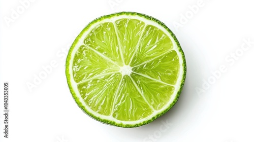 Fresh round lime slice on a white background