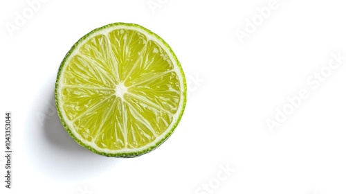 Fresh round lime slice on a white background