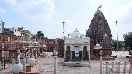 View of the carved 17th-century Hatkeshwar Temple, dedicated to Lord Shiva, Vadnagar, Mehsana, Gujarat, India. photo