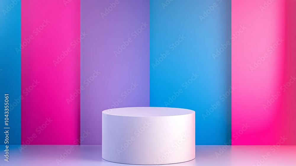A simple, colorful background with a white cylinder podium. Perfect for showcasing products in a modern, minimalist style. A simple, colorful background with a white cylinder podium. Perfect for showcasing products in a modern, minimalist style.