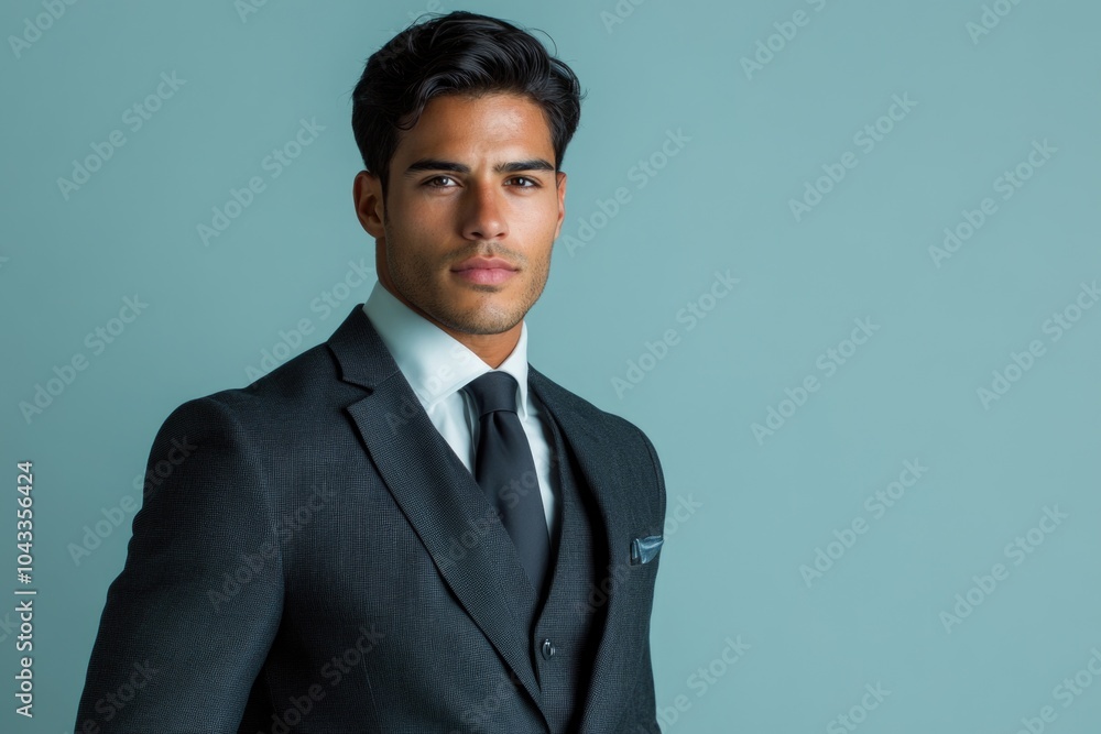 A man dressed in a suit and tie poses for a photo, possibly for a professional occasion or personal branding A man dressed in a suit and tie poses for a photo, possibly for a professional occasion or personal branding