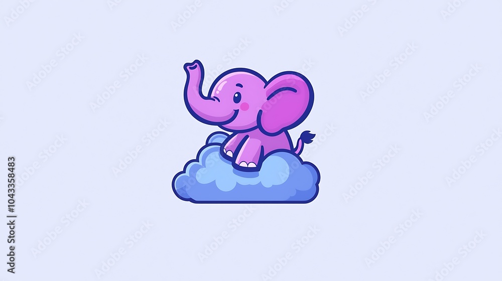 Happy Elephant Dancing on a Cloud Illustration Happy Elephant Dancing on a Cloud Illustration