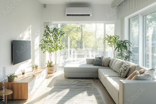 Efficient Air Conditioning in a Minimalist Styled Living Room  