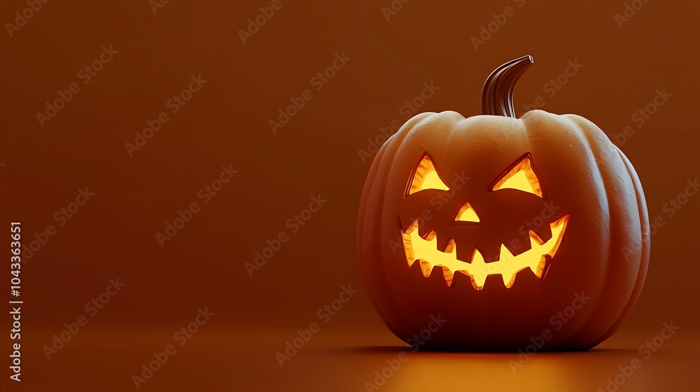 Grinning Halloween Pumpkin with Illuminated Face Grinning Halloween Pumpkin with Illuminated Face