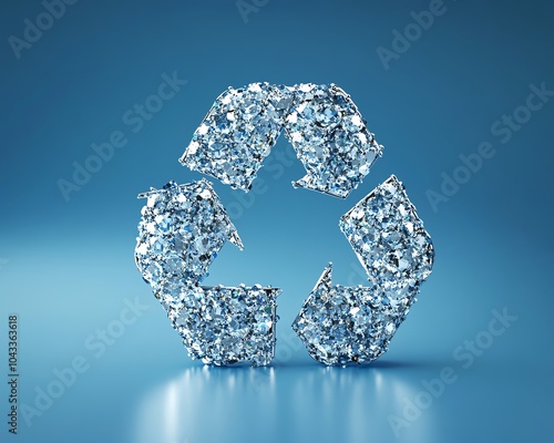 Diamonds arranged to form a recycling symbol, symbolizing ecofriendly jewelry and sustainable practices, bright and eyecatching photo