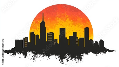 Wallpaper Mural Vibrant Sunset Over Bustling City Skyline Illustration Torontodigital.ca