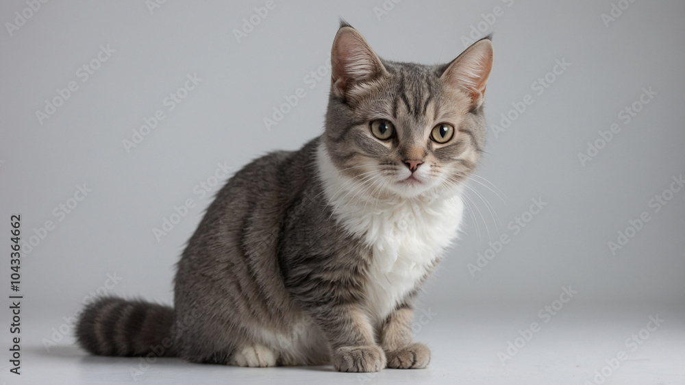 Obraz premium cute grey cat with white background 