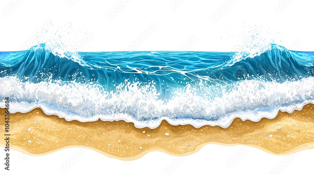 Calm Beach Scene with Waves and Sandy Shore Calm Beach Scene with Waves and Sandy Shore