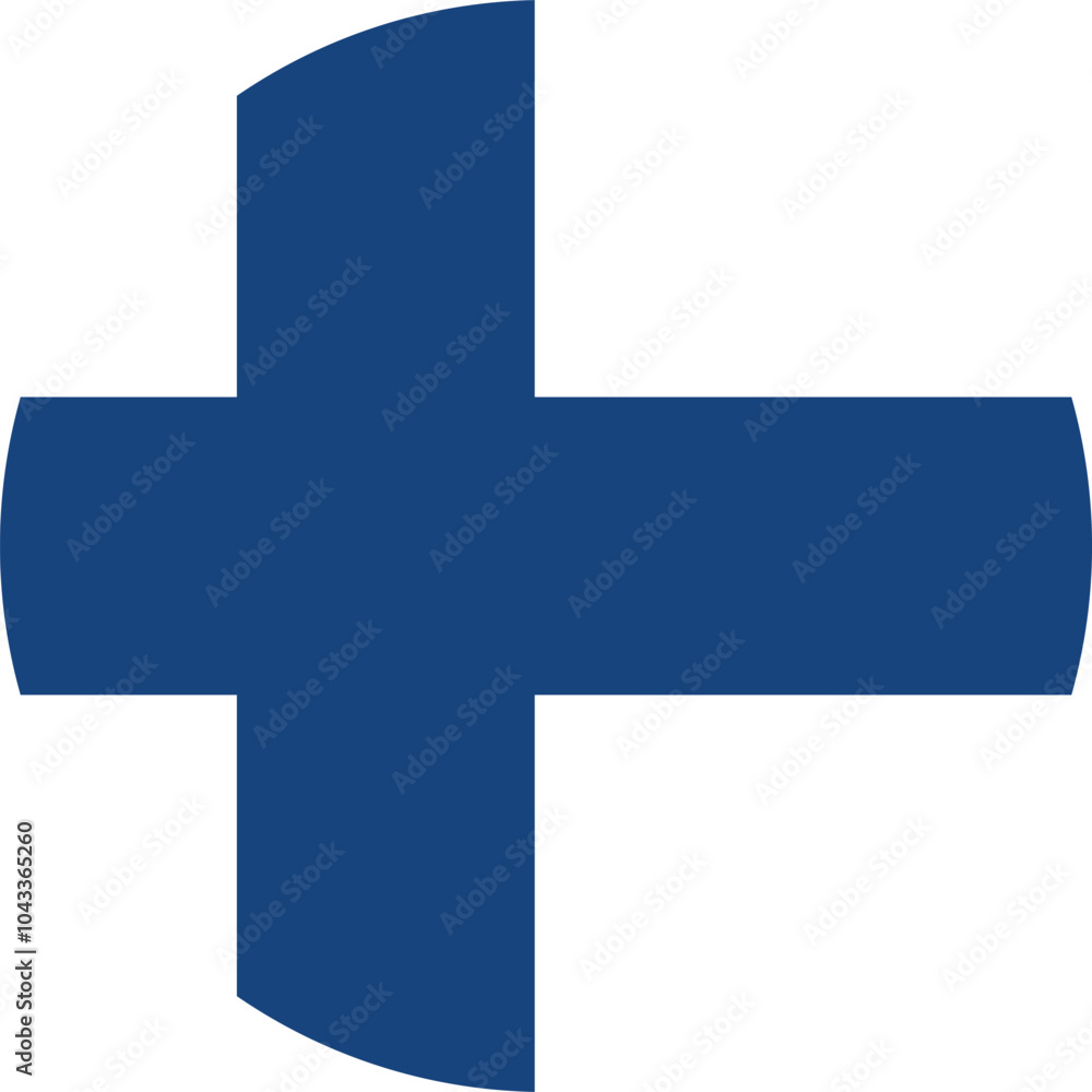 Circle shaped national flag of the European country of FINLAND Circle shaped national flag of the European country of FINLAND