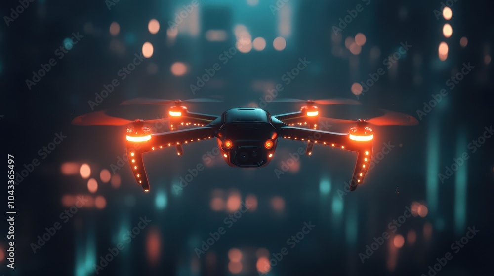 Futuristic Drone Gliding Through a Neon Cityscape The Intersection of Technology and Urban Aesthetics in Modern Design Futuristic Drone Gliding Through a Neon Cityscape The Intersection of Technology and Urban Aesthetics in Modern Design