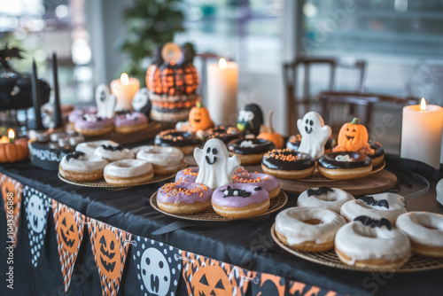 Halloween donuts and cookies, party decoration photo