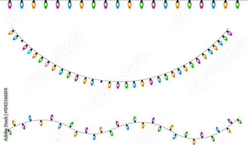 Garland for Decoration Christmas Lights Holiday Assets Clip Art | Vector Illustration