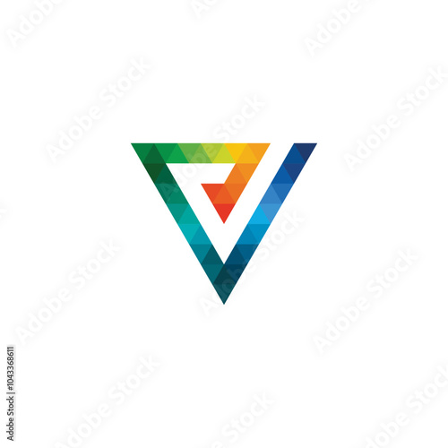Free Download Colorful Triangle Letter V logo design vector template - GFXLoad