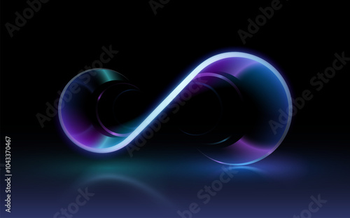 Infinity neon shape on black background
