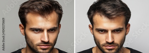 Using bright studio lighting to demonstrate hair restoration techniques