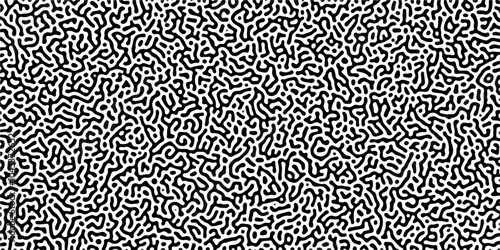 Organic seamless patterns with rounded lines Diffusion reaction background. Monochrome background of natural organic forms motion. Overlay template abstract Turing organic wallpaper background.