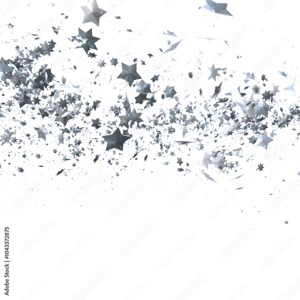 Naklejka premium Starlit Christmas Plummet: Spectacular 3D Illustration Showcasing Descending Holiday Star Clusters