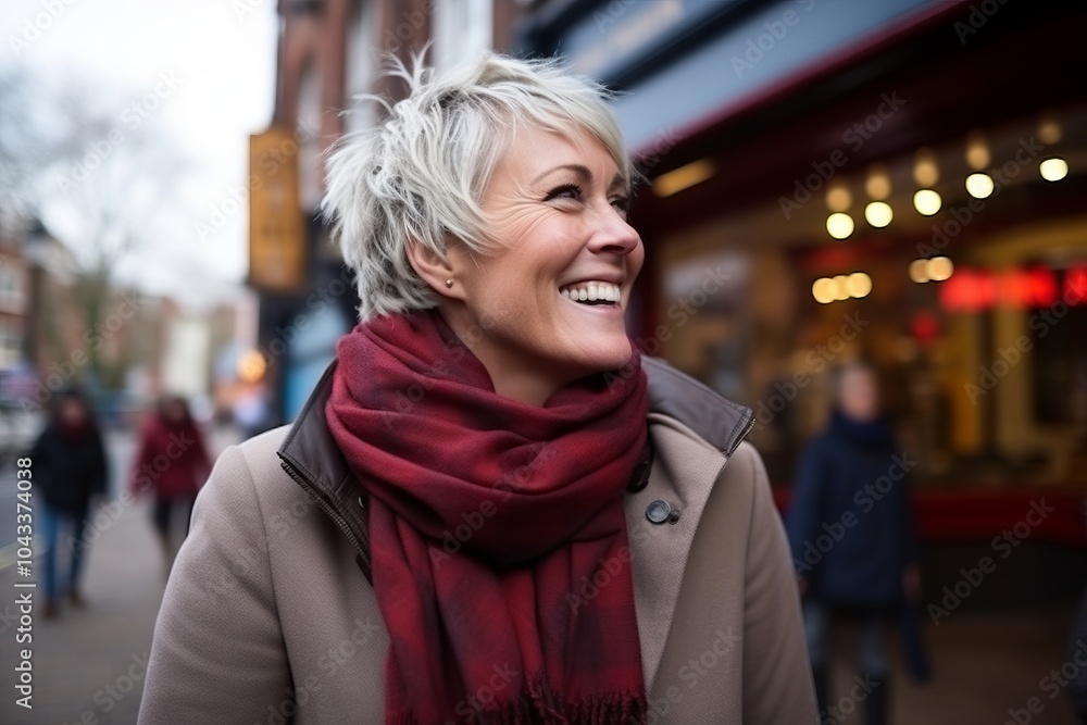 Portrait of a happy senior woman walking on a street in London Portrait of a happy senior woman walking on a street in London