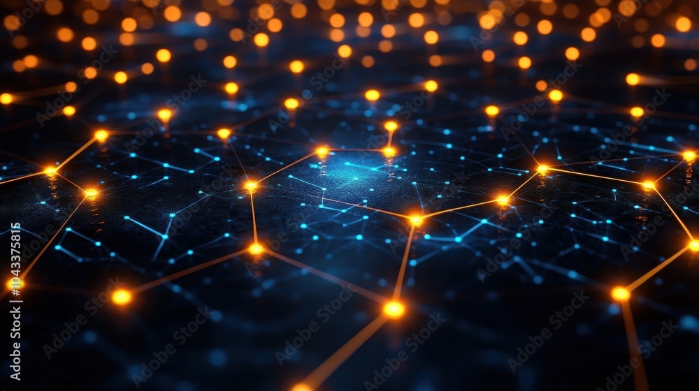 Obraz premium Illuminated network exploring the depths of connectivity in a digital landscape