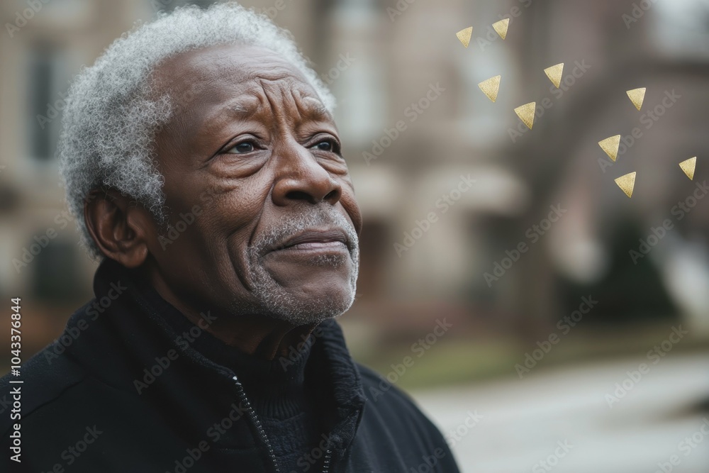 An elderly man of color stands in front of a courthouse his expression resolute symbolizing the pursuit of justice An elderly man of color stands in front of a courthouse his expression resolute symbolizing the pursuit of justice