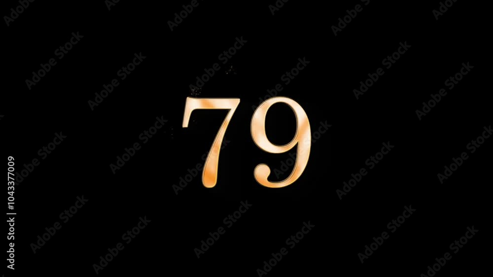 Gold number 79 with gold particles and alpha channel, numerology, number seventy nine Gold number 79 with gold particles and alpha channel, numerology, number seventy nine