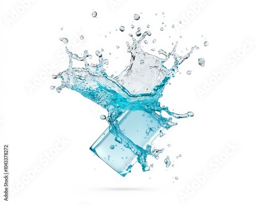 Splash of Clear Water with Glass Container