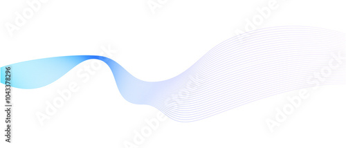 Abstract vector wavy lines flowing smooth curve colorful gradient purple blue on transparent background in concept of technology, science, music, modern.