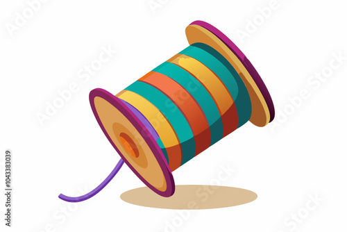 Cartoon of wood cable coil vector icon