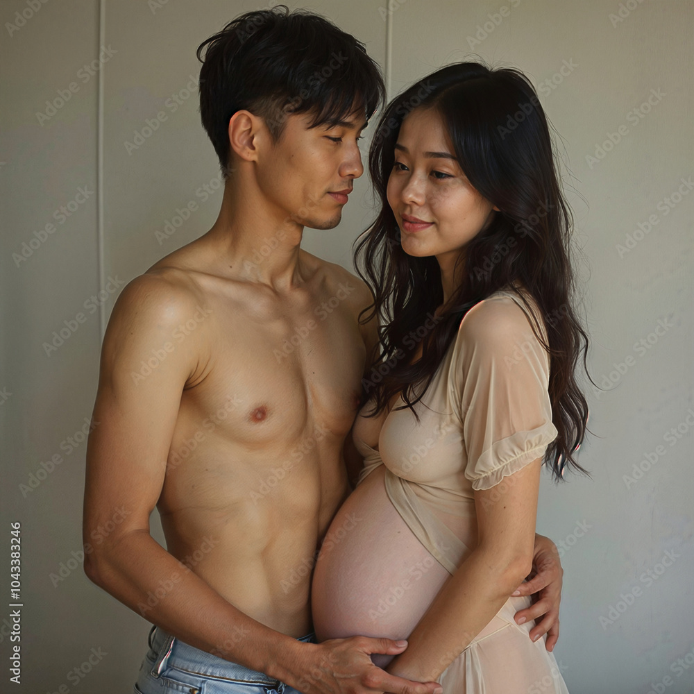 Naklejka premium portrait of a pregnant couple 