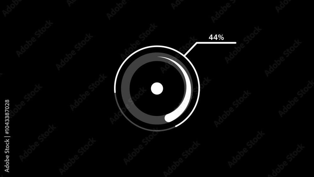 loading icon illustration white color 44% circle. white color storage pie chart on black background. loading icon illustration white color 44% circle. white color storage pie chart on black background.