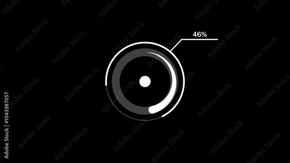 loading icon illustration white color 46% circle. white color storage pie chart on black background. loading icon illustration white color 46% circle. white color storage pie chart on black background.