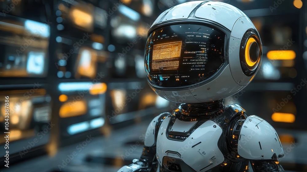 Futuristic robot in a high-tech environment exploring the intersection of ai and technology Futuristic robot in a high-tech environment exploring the intersection of ai and technology