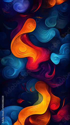 Abstract floral swirl pattern in red and purple with seamless texture and decorative elements