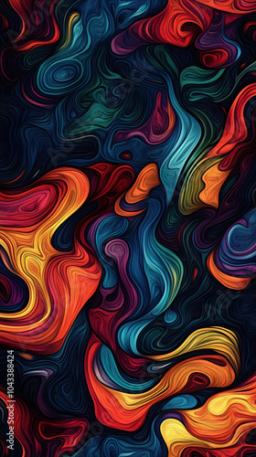 Abstract floral swirl pattern in red and purple with seamless texture and decorative elements